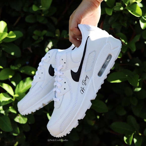 Wedding Sneakers for the Groom Personalized Air Max 90 with Black Swoosh - Picture 7 of 7